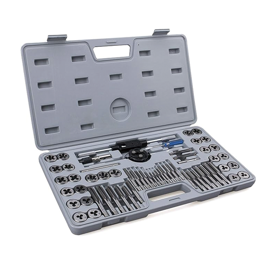 Tap and Die Set, 60-Piece Metric and SAE Standard, Bearing Steel Taps and Dies, Essential Threading Tool for Cutting External Internal Threads, with Complete Accessories and Storage Case