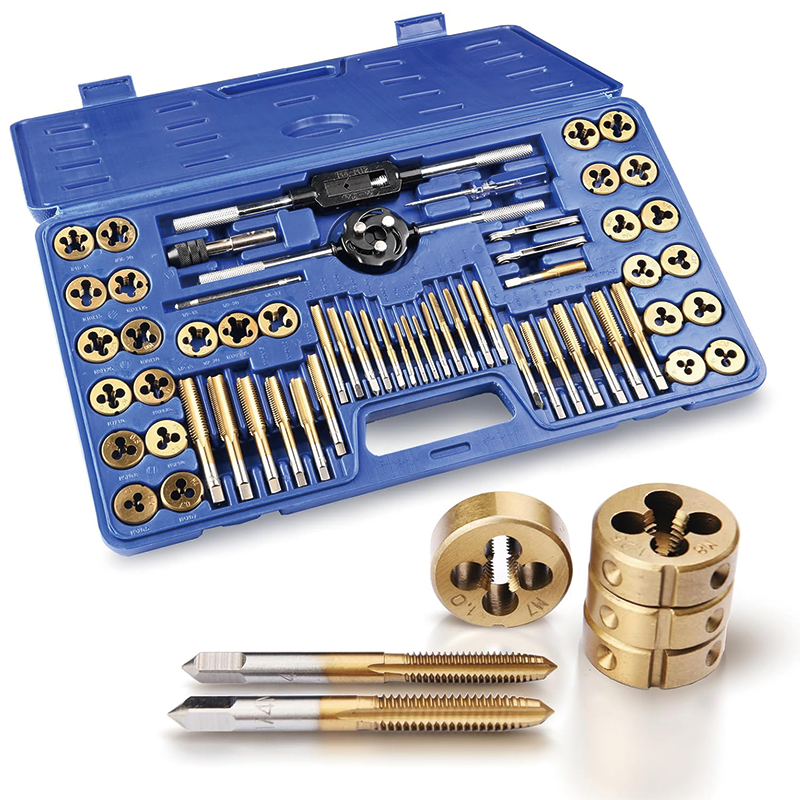 60 PC Tap and Die Set, Metric Size M3 to M12, with Complete Accessories and Storage Case, Coarse and Fine Threads