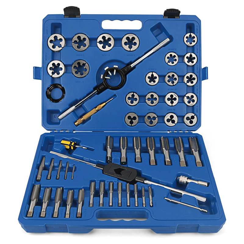 51PCS Tap and Die Set, Metric Standard Rethreading Kit, Internal Threads,Essential Repair Tool Kit with Thread Wrench