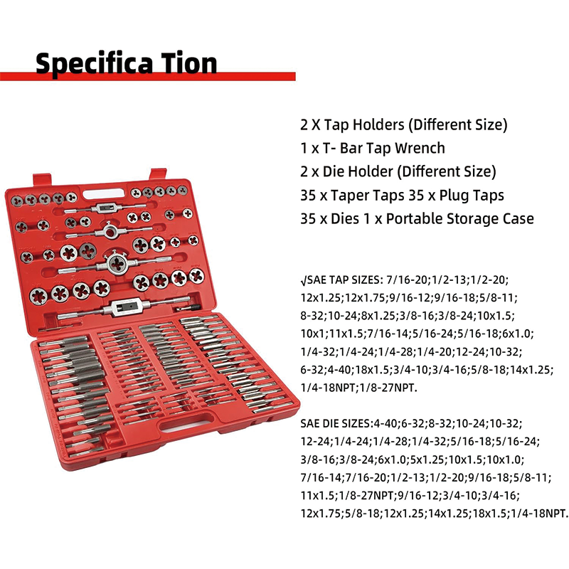 110 Piece Tap and Die Set, Metric Tap and Die Set for Cutting External Internal Threads  with Storage Case