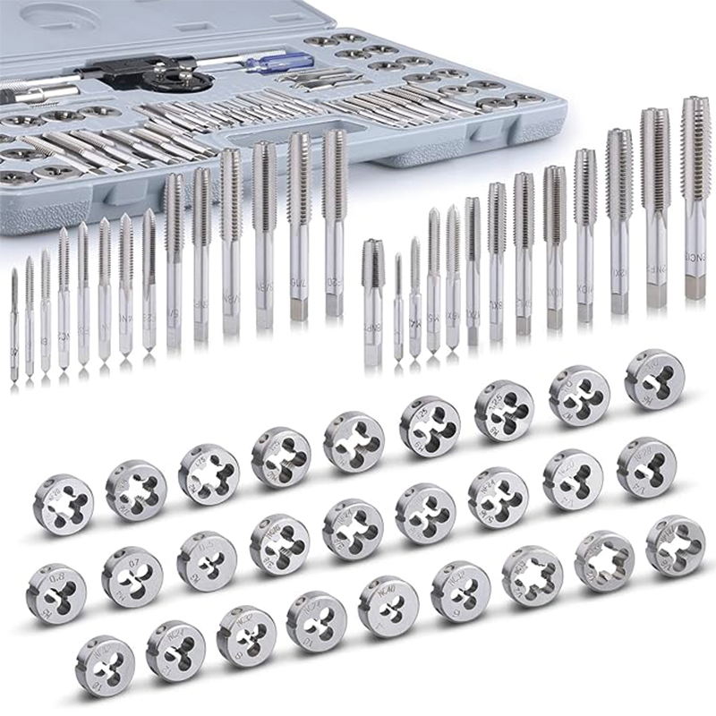 Tap and Die Set, 60-Piece Metric and SAE Standard, Bearing Steel Taps and Dies, Essential Threading Tool for Cutting External Internal Threads, with Complete Accessories and Storage Case