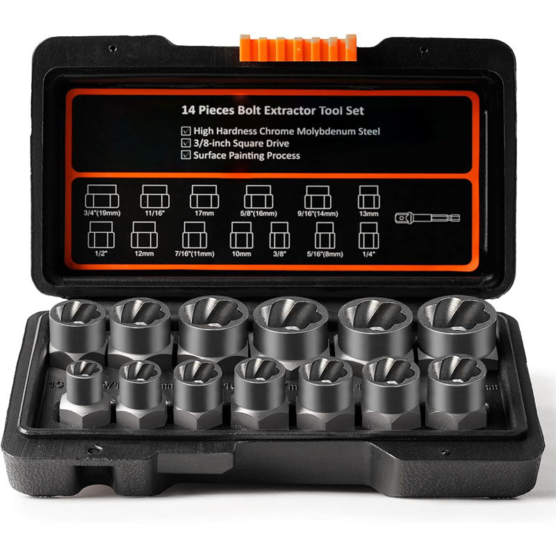 Tap Extractors 13Pcs Bolt Extractor Kit with 3/8 Inch Adapter for Rusted Rounded Damaged Nuts Screws