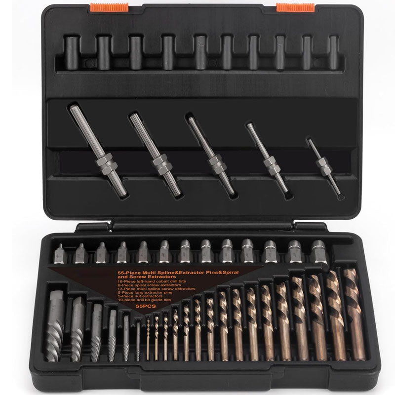 Tap Extractors  55 Pieces Easy Out Bolt Extractor Set for Removing Stripped Screws Studs Fittings and Lugs Extraction