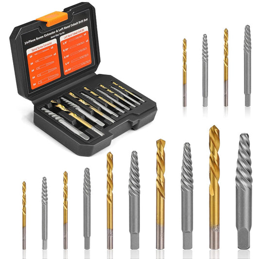 Tap Extractors 14PCS Screw Extractor Set Removing Stripped Screws Broken Bolts for Removing Damaged Bolts Screws and Nuts