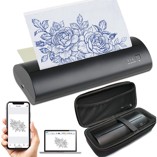 Wireless Tattoo Stencil Printer with 10 Transfer Papers, Portable Tattoo Transfer Thermal Copier, Rechargeable Tattoo Printer Kit Compatible with Smartphones and PC (With Storage Box)
