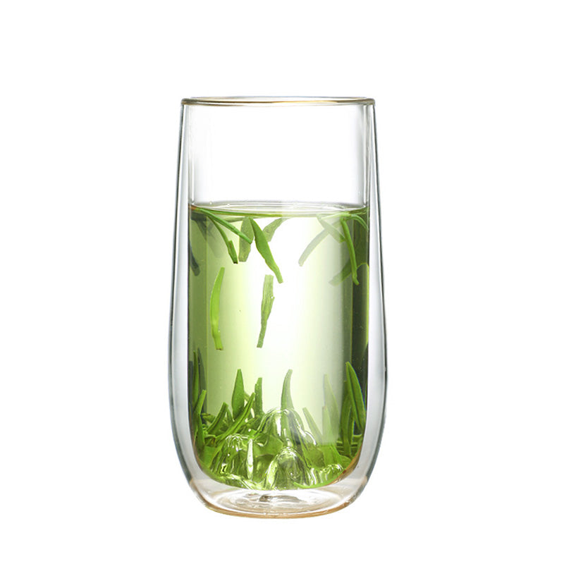 Double-Layer Glass Cup, High Borosilicate Guanshan Cup, Household Green Tea Cup, Transparent Double-Layer Tea Brewing Cup, Heat-Resistant Tea Glass Cup