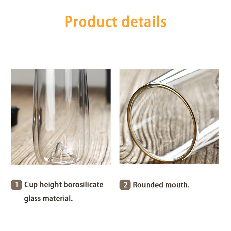 Double-Layer Glass Cup, High Borosilicate Guanshan Cup, Household Green Tea Cup, Transparent Double-Layer Tea Brewing Cup, Heat-Resistant Tea Glass Cup