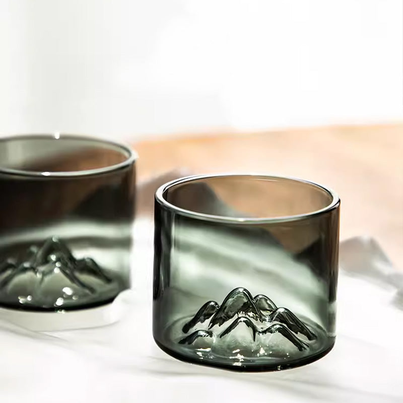Distant Mountain Shape Glass Teacups, Tea Cups, Heat-Resistant Glass Home Office Teacups
