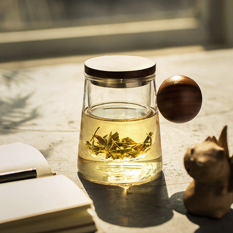 Glass Tea Cup, High-End Tea Water Separation Cup, Office Creative Flower Tea Cup