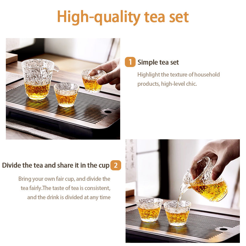 Teacups，Glass Tea Set, Tea Set, Household Kung Fu Teacup High-End Bowl, Office Travel Tea Maker Teapot, Eight-Piece Tea Set