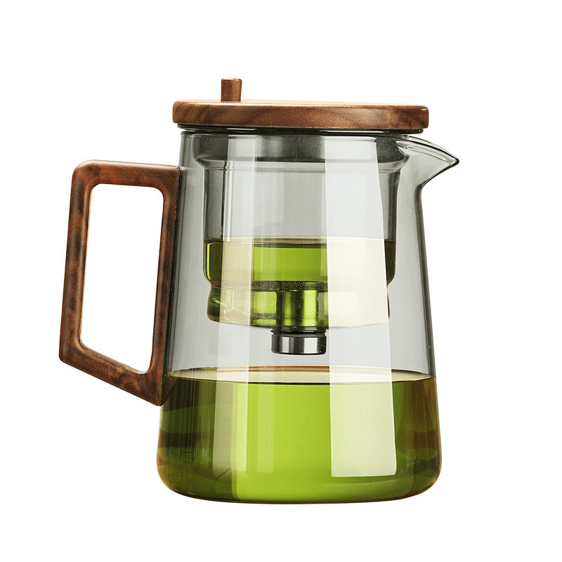 Large Capacity Glass Teapot, Household High Temperature Resistant Walnut Tea And Water Separation Teapot