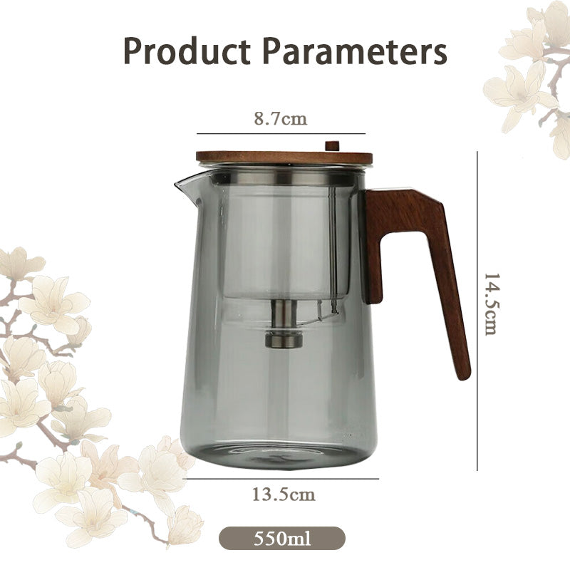 Large Capacity Glass Teapot, Household High Temperature Resistant Walnut Tea And Water Separation Teapot