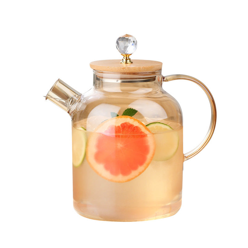 Heat-Resistant High Borosilicate Glass Teapot, Large Capacity Glass Bamboo Lid Teapot, Multi-Purpose Teapot