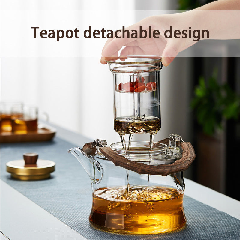 Glass Teapot, Steaming Teapot, High Temperature Resistant Teapot, High Temperature Resistant Thickened Large Capacity Teapot, Simple Design Tea Making Artifact High Borosilicate Teapot Bamboo Teapot