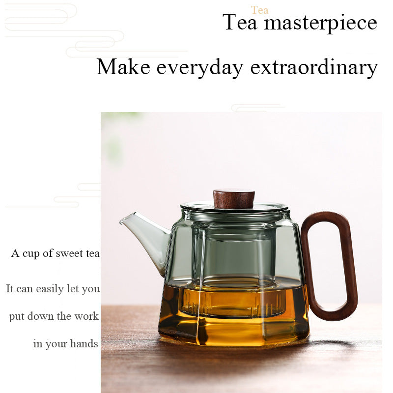 Glass Teapot, Office High Temperature Resistant Household Teapot, Light Luxury Tea And Water Separation Teapot