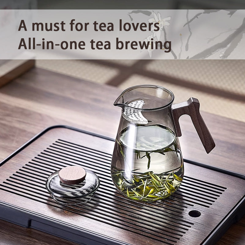 Heat-Resistant Crescent Teapot, Glass Teapot With Integrated Tea Leakage Filter, Green Tea Cup Tea Divider, Fair Tea Separation Cup, Transparent Glass Teapot, High Borosilicate Large Capacity Teapot