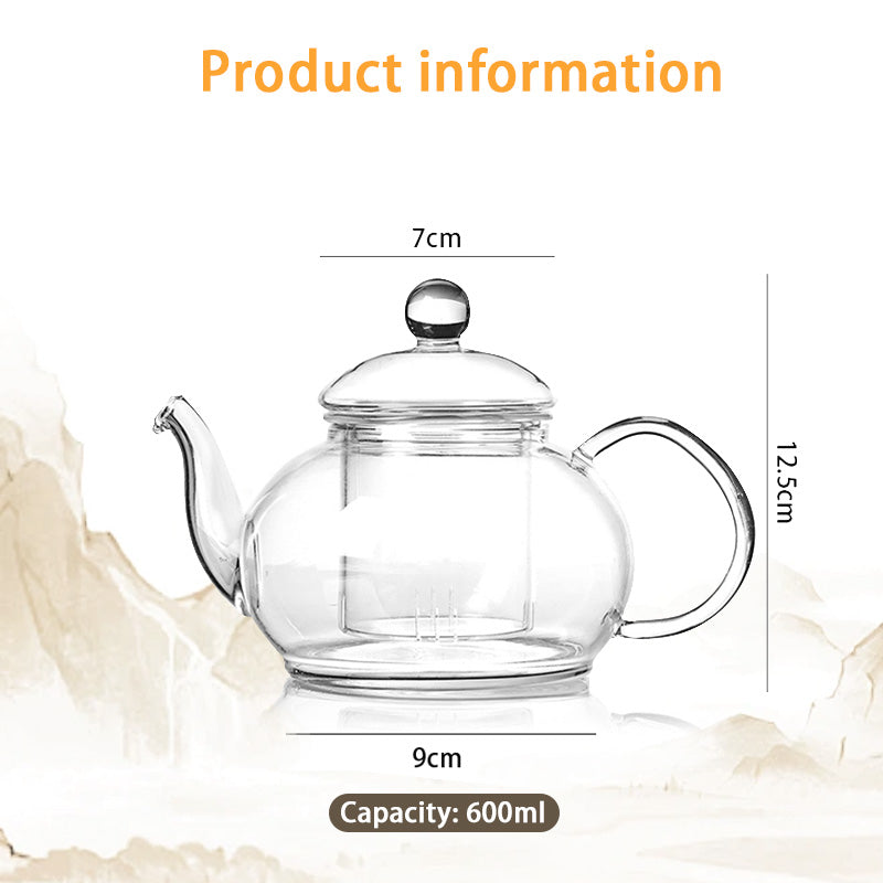 Thickened High Borosilicate Glass Flower Teapot, High Temperature Resistant Glass Teapot, Filtered Kung Fu Tea Set, Heat Resistant And Heated Teapot
