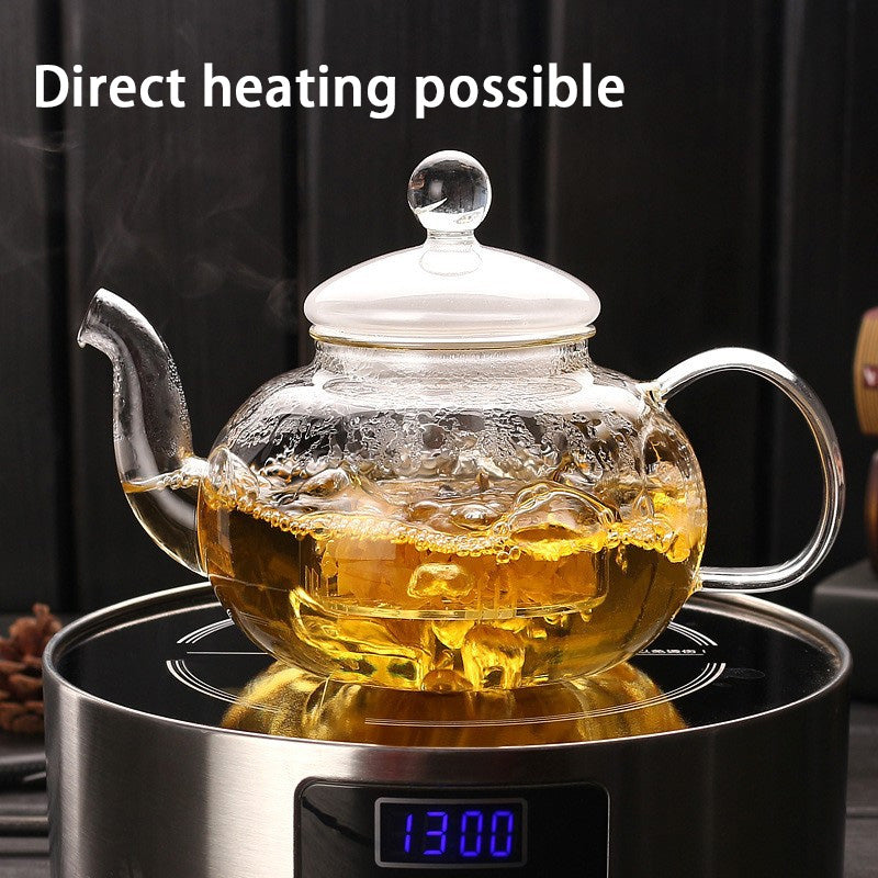 Thickened High Borosilicate Glass Flower Teapot, High Temperature Resistant Glass Teapot, Filtered Kung Fu Tea Set, Heat Resistant And Heated Teapot