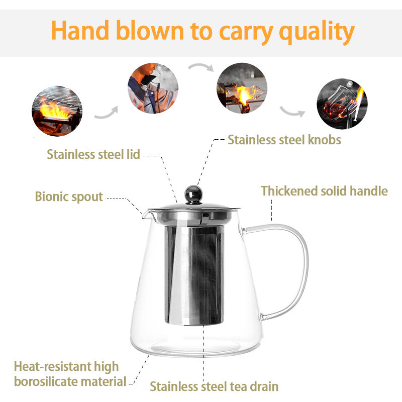 Thickened Teapot, High-Temperature Tea-water Separation Tea-water Kettle, Filtered Heat-Resistant Tea Set, Large-Capacity Household Single-Pot Glass Kettle