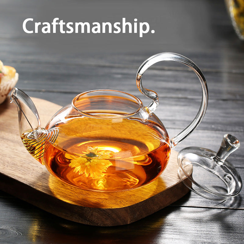 Glass Teapot, High Temperature Resistant Thick Filter Tea Brewing Teapot, Household Heated Fruit Flower Teapot