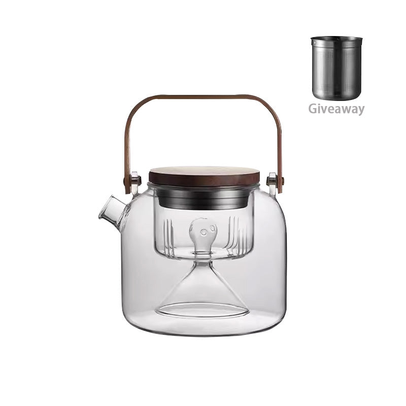 Stove-Cooked Teapot, High Temperature Resistant Kettle, Glass Handle Kettle, Multi-Function Tea Brewing And Steaming Teapot