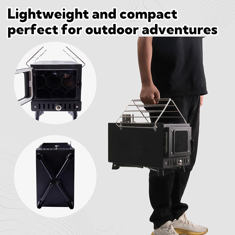 Tent Stove Folding Portable Wood Stove for Tent,Cooking,Courtyard Camping Stove include Chimney Pipes and Spark Arrestor