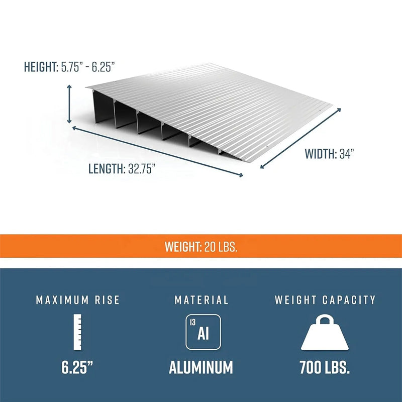 Modular Aluminum Entry Ramps/700Lbs Load Ramps For Doorways, Sliding Glass Doors, And Raised Landings