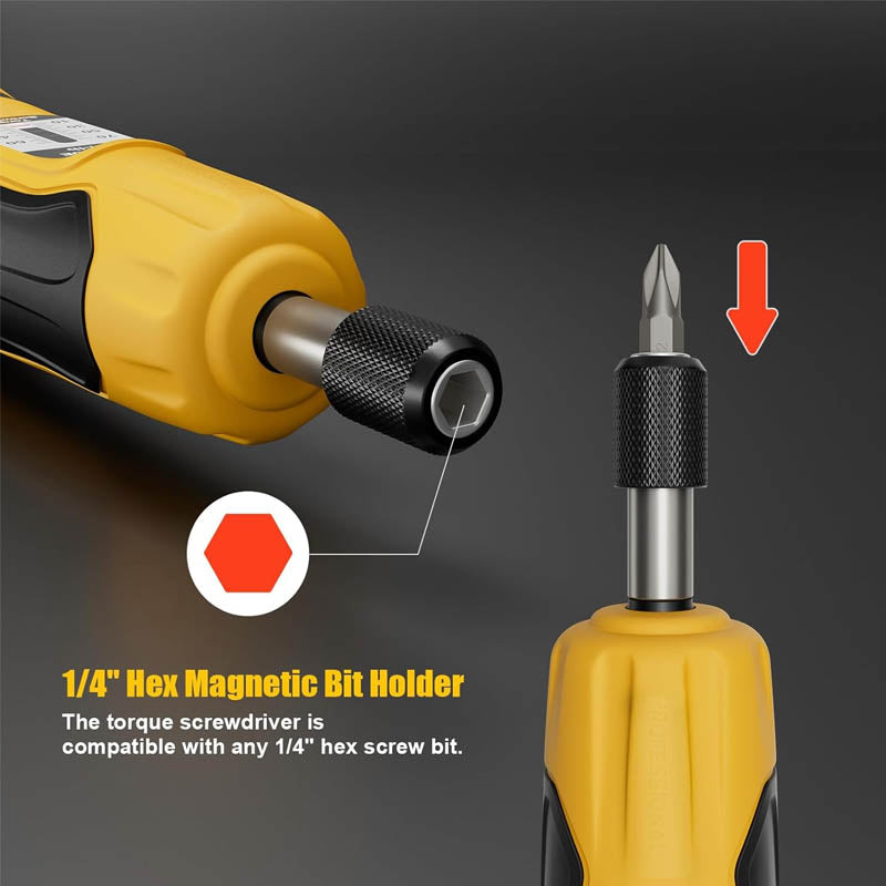 1/4”Torque Screwdriver 10-70 in-lbs Torque Wrench Screwdriver Set  with 20 S2 Bits and Case for Tools