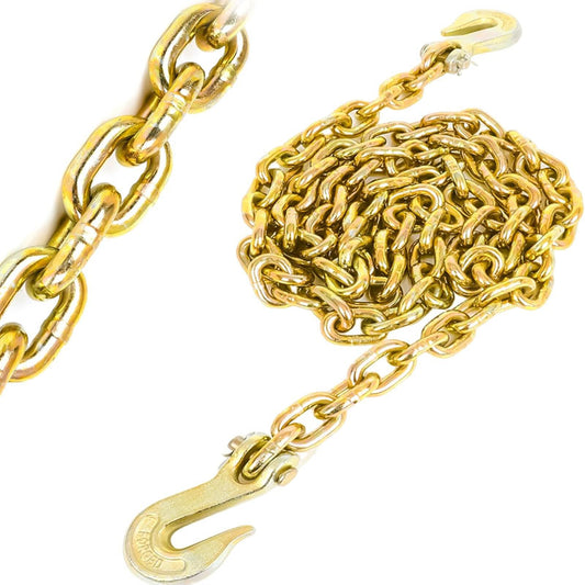 Tow Chain 3/8"×10FT G80 Binder Chain with G70 Hooks 5400 lbs Safe Working Load Logging Chain