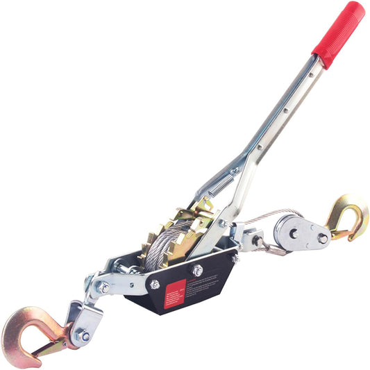 2 Ton Capacity Heavy Duty Come Along Tool with Dual Gears with 12FT Steel Cable 2 Hooks Hand Winch Tool