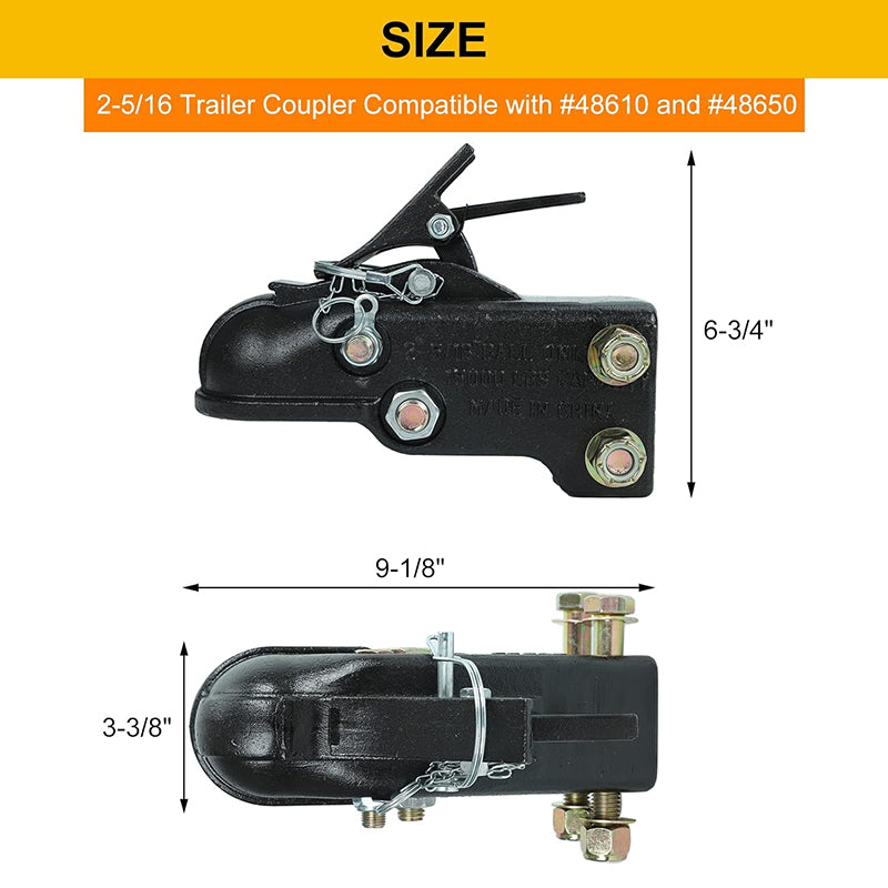 15000LBS Capacity Channel-Mount Coupler with Hardware Kit Heavy Duty Cast Adjustable Trailer Coupler 2-5/16 in