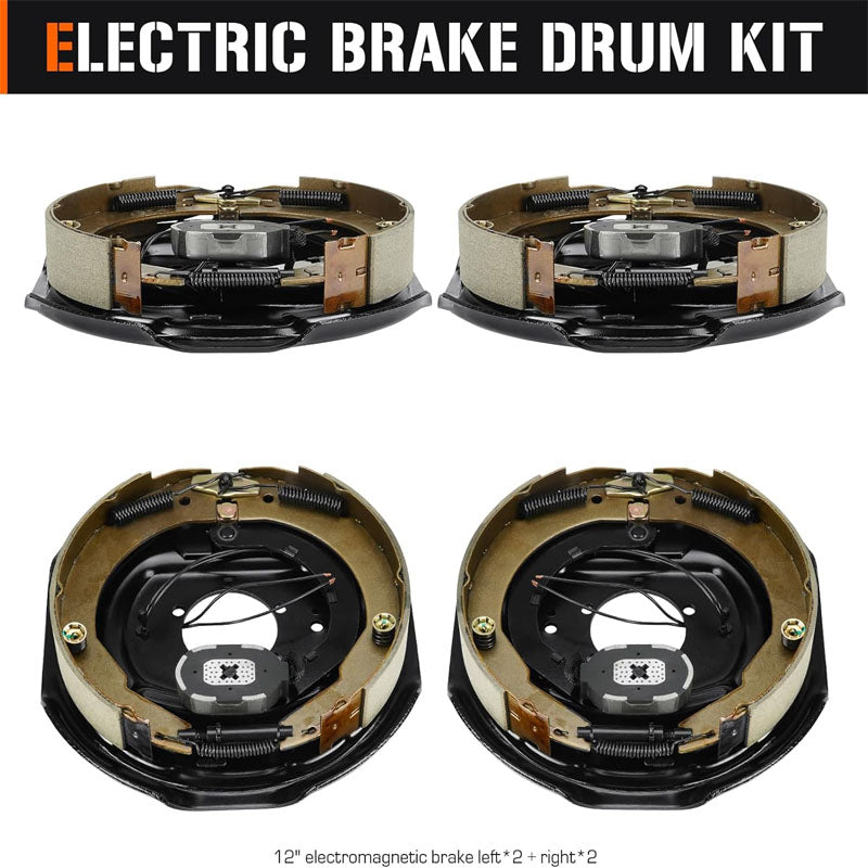 4Pcs 12" x 2" Trailer Electric Brake  for 5,200lbs 6,000lbs 7,000lbs Braking System Part Replacement 2 Right + 2 Left