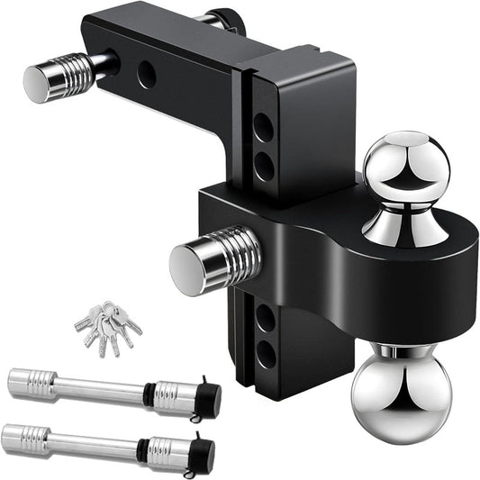 Adjustable Trailer Hitch with 6 INCH Adjustable Drop Hitch Ball Mount 2 INCH Receiver with Key Lock for Truck Towing