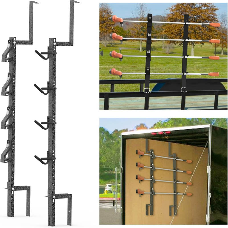 Trailer Racks 4 Place Weed Eater Racks with Lock Wall-mounted or Mount on Enclosed Trailer