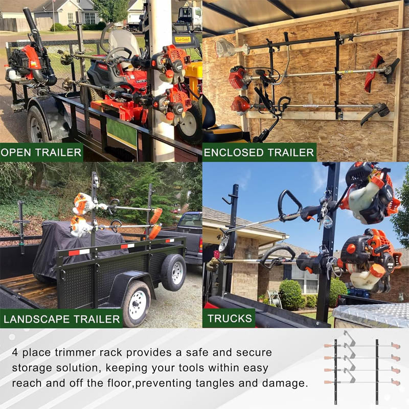 Trailer Racks 4 Place Weed Eater Racks with Lock Wall-mounted or Mount on Enclosed Trailer