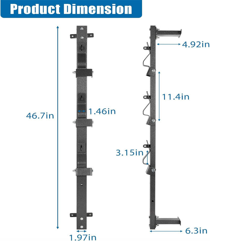 Trailer Racks  3 Place Weeder Trimmer Rack for Walls Enclosed Trailers and Open Trailers with Locks Black Steel