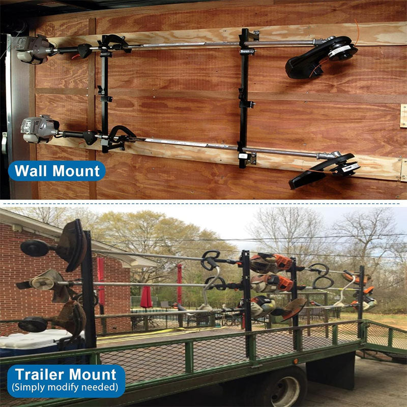 Trailer Racks  3 Place Weeder Trimmer Rack for Walls Enclosed Trailers and Open Trailers with Locks Black Steel