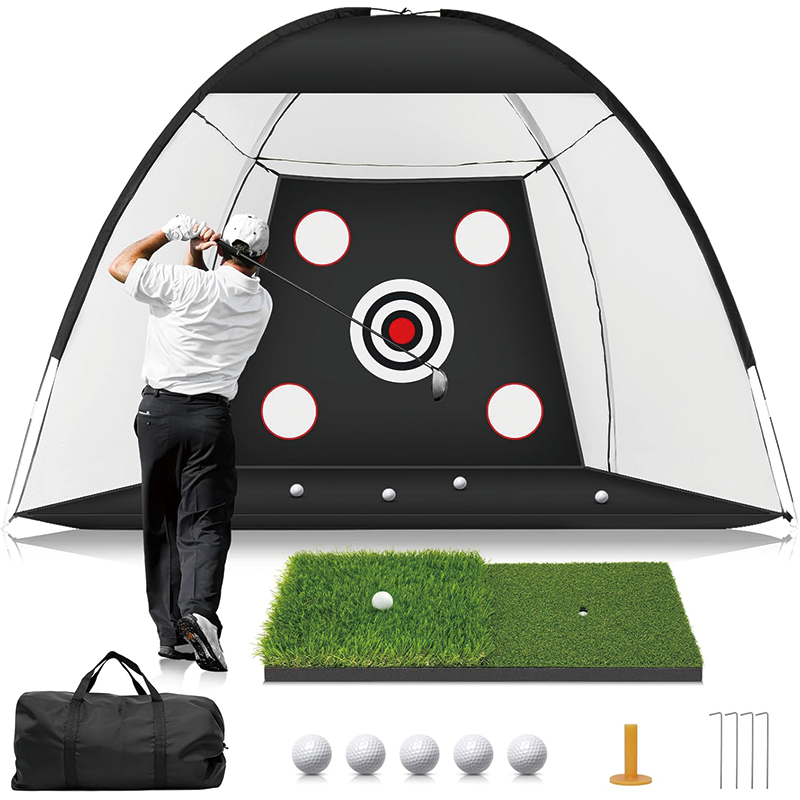 10x7ft Golf Net, All-in-1 Outdoor Indoor Golf Hitting Net with Dual-Turf Golf Hitting Mat for Men/Golf Lovers