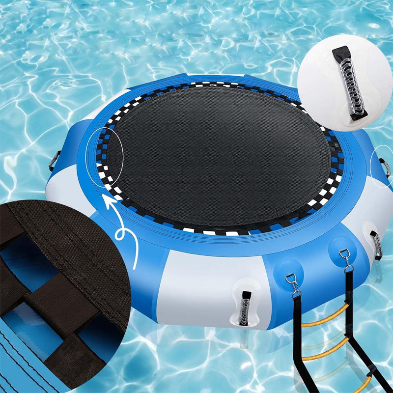 6.5ft Trampolines  Inflatable Water Bouncer Recreational Water Bouncer Floating Trampoline with 4-Step Rope Ladder