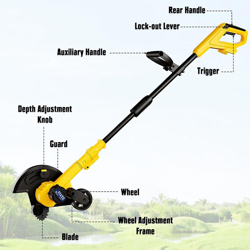 Trimmer & Edger  20 V Battery Powered Cordless Edger 9 inch Adjustable Depth Blade  for Landscaping Driveways Borders