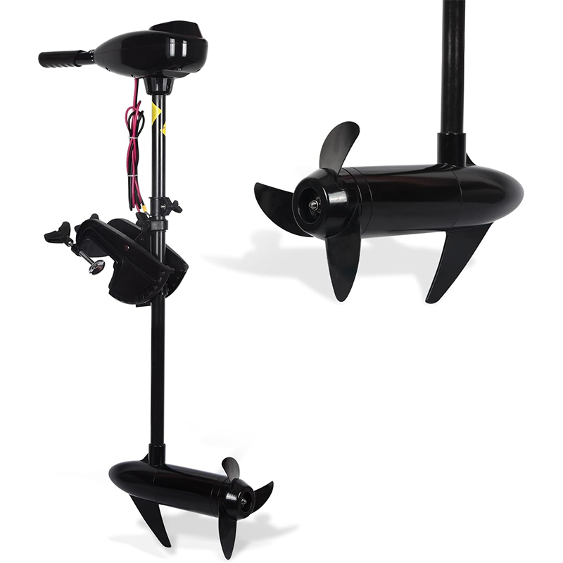 86 Lbs Thrust 8 Speed Electric Outboard Trolling Motor For Fishing Boat Saltwater Transom Mount With Adjustable Handle, 24V 28" Shaft