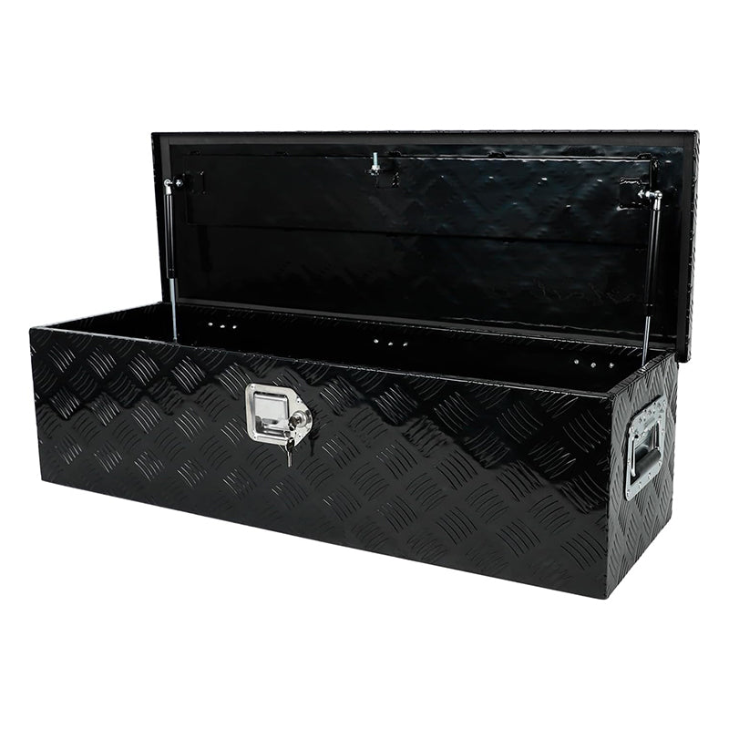 39" Heavy Duty Aluminum Stripes Plated Tool Box Pick Up Truck Toolbox Storage Organizer with Side Handle, Lock and Keys