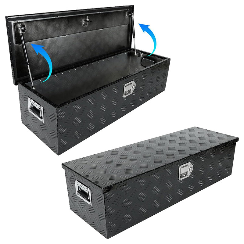 39" Heavy Duty Aluminum Stripes Plated Tool Box Pick Up Truck Toolbox Storage Organizer with Side Handle, Lock and Keys