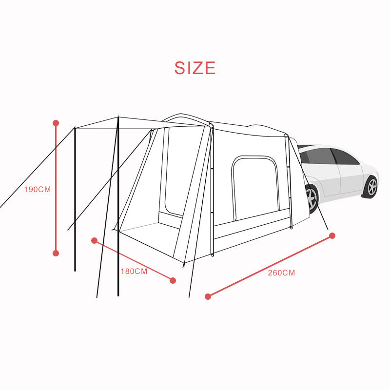 Outdoor Multi-Functional Vehicle Extension Car Rear Tent Self Driving Camping Off-Road Trunk Sun Protection Waterproof Oxford
