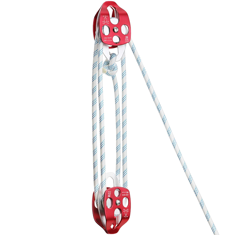 Twin Sheave Block,Double Block and Pulley 2/5" x 200' Double Block with Braided Rope