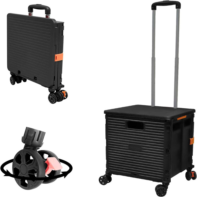 Foldable Utility Cart 120 lbs Load Capacity Folding Portable Rolling Crate Collapsible 4 Rotate