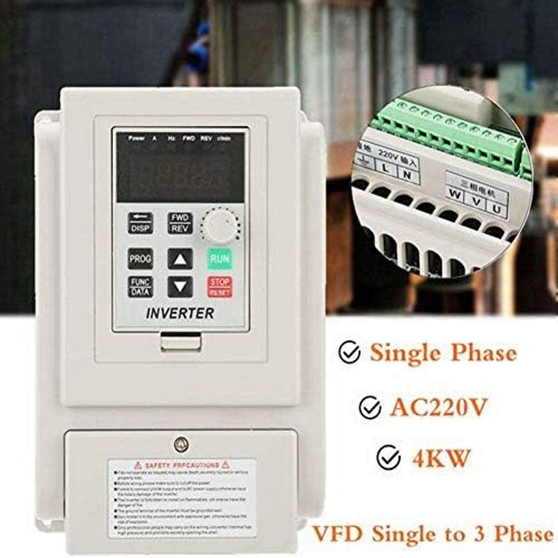 Variable Frequency Drives 4KW 220V 1 or 3 Phase Input 3 Phase AC Single-phase Variable Frequency Drive Inverter for CNC Motor Speed Control and Spindle