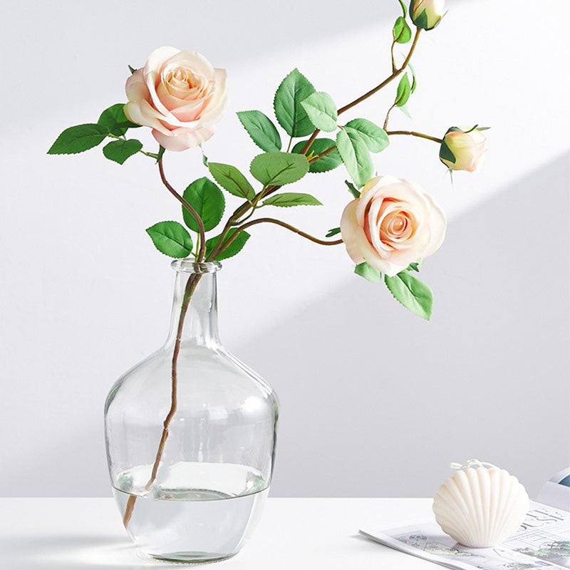 High-End Vase Ornaments, Simple Living Room Flower Arrangement Glass Transparent Vase
