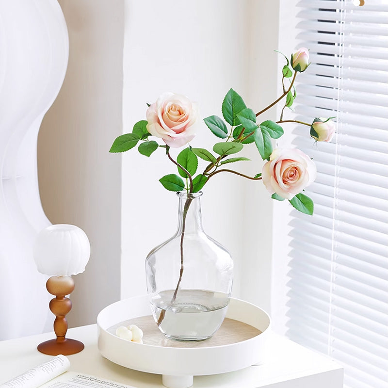 High-End Vase Ornaments, Simple Living Room Flower Arrangement Glass Transparent Vase