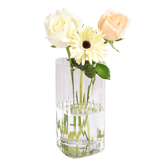 Creative Striped Glass Vase, Square Retro Living Room Water-Raising Special-Shaped Bottle Glass High-End Vase